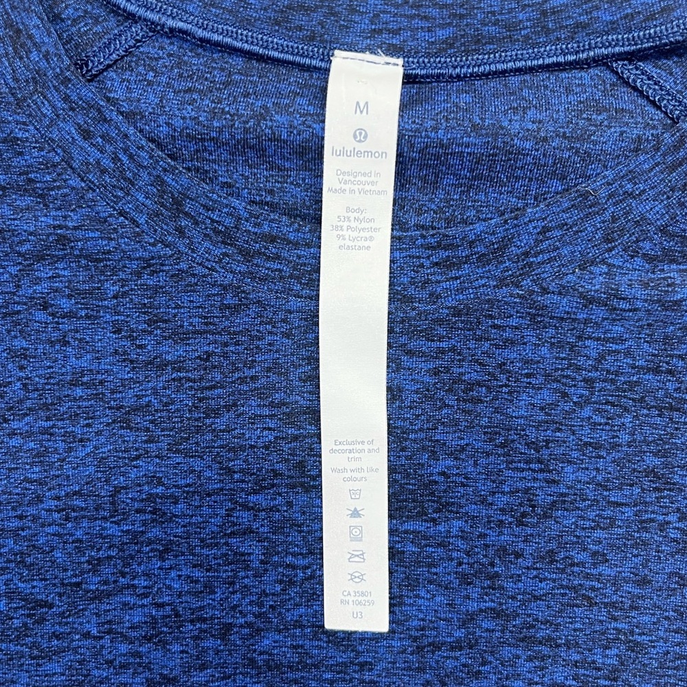 Lululemon Athletica Activewear DriFit Long Sleeve Shirt Mens M Blue Heather 1664 - Picture 2 of 7